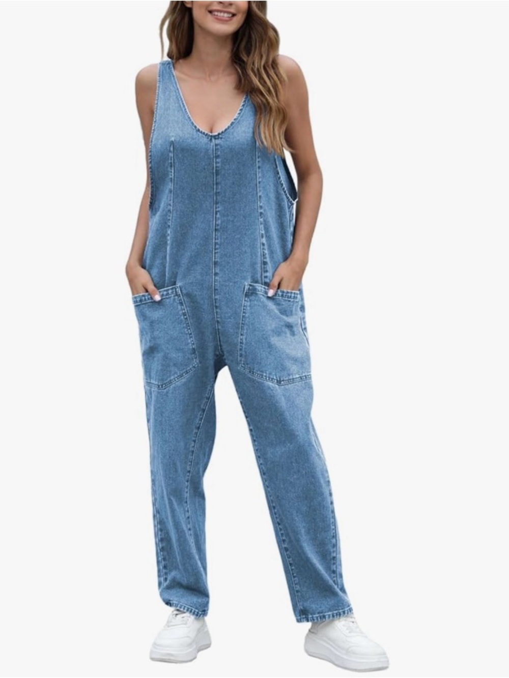 Women's Light Blue Denim Overalls Jeans
